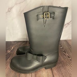 RED VALENTINO Black Bow tie Rain Boots Size 39 or 8.5